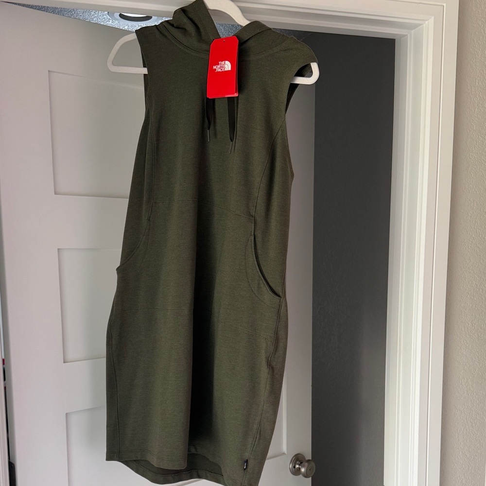 The North Face Olive Hooded Sleeveless Pocket Dress